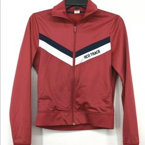 Vintage Hollister juniors pink long sleeve mock neck fullzip track jacket SZ:M